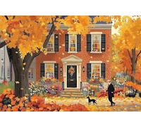 Richugui Mini 1000 Piece Jigsaw Puzzles for Adults, Jigsaw Puzzles for Adults 1000 Puzzles Beautiful Educational Games Toys for Women Gift- Autumn House Scene- Perfect Puzzles for Family Decoration