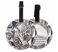 Richugui Pack of 1 Round Silver Mirror Prism Leather Luggage Tags,Privacy Cover for Suitcases,Suitcase Tag Identifiers, Luggage Labels Tags with Adjustable Strap,Travel