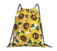 Richugui Retro Drawstring Backpack Sunflowers Drawstring Bags Sports Gym String Bag For Women Men Backpacks Training Yoga Bags