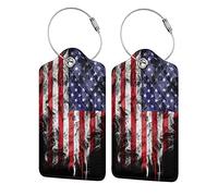 Richugui Retro Flag American Flag Pattern Suitcase Tags, Air Travel with Address Tag,Suitcase Label Tag Waterproof Luggage Handbag Tag Suitcase Bag Labels Luggage Tag