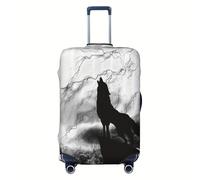 Richugui Thunder and Lightning Background Wolf Howling Pattern Luggage Cover Elastic,S (18-21 Inch Suitcase) Washable Stretch Suitcase Travel Suitcase Protector Anti-Scratch Cover for Kid and Adult