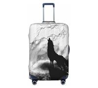 Richugui Thunder and Lightning Background Wolf Howling Pattern Luggage Cover Elastic,Washable Stretch Suitcase Travel Suitcase Protector Anti-Scratch Cover for Kid and Adult (M)