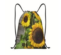 Richugui Wooden board background Drawstring Backpack Sunflowers Drawstring Bags Sports Gym String Bag For Women Men Backpacks Training Yoga Bags