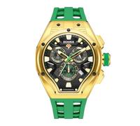 RICHURUS Men's VK68 Quartz Movement Wrist Watch with 316 Stainless Steels Case Silicone Strap for Wear, RS2-02-GE-GD