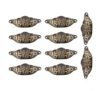 RichVibe 10 Pcs Vintage Shell Cup Drawer Handle Retro Pull Handles Semicircle Metal Pull Handle Half Moon Closet Door Drawer Knob with Mounting