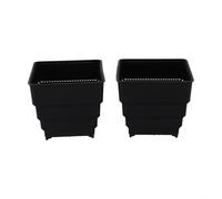 RichVibe 2 Pack Square Plastic Plant Pots with Breathable Root Control Design, Air Pruning Flower Pots Indoor Outdoor Garden, 10cm 12cm 15cm White Black(10cm black)