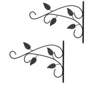 RichVibe 2 Pcs Wrought Iron Wall Mounted Plant Hooks, for Heavy Duty Flower Pot Hangers Indoor Outdoor Garden, Retro Black Bracket Pots Lanterns 21.5x30cm(black)