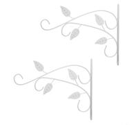 RichVibe 2 Pcs Wrought Iron Wall Mounted Plant Hooks, for Heavy Duty Flower Pot Hangers Indoor Outdoor Garden, Retro Black Bracket Pots Lanterns 21.5x30cm(white)