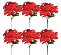 RichVibe 4-6 Stück Künstliche Blumenzweige, rote Weihnachtssterne, Ornamente