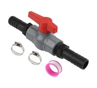 RichVibe Ball Valve with Hose Connector, PVC Shut-Off Valve Irrigation and Piping Systems, 1 Inch (32 mm) with 25 mm Barbed Hose Connection, Black+for Red