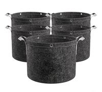 RichVibe Black Plant Grow Bags 5 Pack Thick Nonwoven Fabric Pots with Reinforced Handles and Rings for Patio Balcony Vegetable Flower Growing(15GAL)
