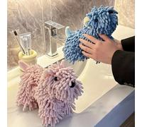 RichVibe Cartoon Dog Chenille Hand Towel, 26x13x13 cm, for Soft and Absorbent Fuzzy Ball Design Bathroom Kitchen Decor, Pet Lovers