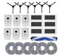 RichVibe Complete Vacuum Accessory Pack for ECOVACS for X5 for OMNI and for X5 PRO, ABS and Nylon Parts Including Side Brushes, Filters, Bags and Mop Pads, Various Counts(25pcs)