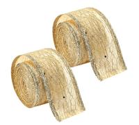 RichVibe Festive Christmas Mesh Ribbon Satin Organza with Metallic Glitter Sequins, Polyester Wired Edge for Tree Garlands, Gift Wrapping and Holiday Craft Decor, Gold Silver Red 2m