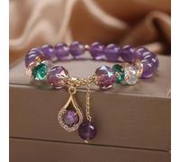 RichVibe Natural Amethyst Beaded Bracelet Purple Gemstone(C)