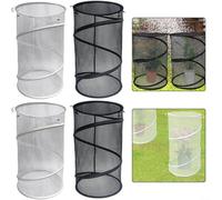 RichVibe Outdoor Plant Guard Cover with Mesh Ventilation Net Up Garden Growing Tent Protective Greenhouse Cage for Gardening with Stakes 36x58cm(4pcsBlack)