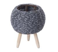 RichVibe Rattan Flower Pot with Triangle Stand, Blue Decorative Plant Storage Container Living Room Desktop, Easy Assembly Garden Basket 16x16x20cm(A)
