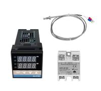 RichVibe REX-C100 Digital PID Temperature Controller with K Type Thermocouple and Solid State Relay, 220V AC, ±0.5% Accuracy, for Industrial Heating, 40A Output