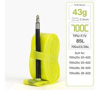 RichVibe Ultralight TPU Road Bike Inner Tube for 700x25c 28c Tyres, 70% Weight Reduction, 2x Puncture Resistance, Flexible Nozzle, Cold Resistant, Easy Install, FV65mm FV85mm Options