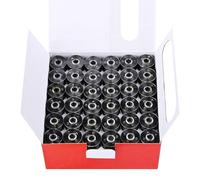 RICHWORD 144pcs 75D/2 (60WT) Size A Prewound Bobbins, Black Plastic Sides Class 15 Bobbin Thread for Single Needle Embroidery and Sewing Machine, 125 Yards
