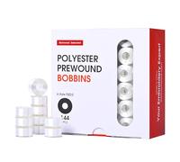 Richword Selected Prewound Bobbins 144pcs (Class 15) Size A Plastic Sided, 70D/2(60WT) Polyester Bobbin Thread for Single Needle Embroidery and Sewing Machine, White 130 Yards