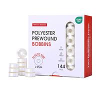 Richword Selected Prewound Bobbins, Plastic Sided, 144pcs Size L(SA155), 75D/2(60WT) Polyester Bobbin Thread for Commercial Multi Needles Embroidery Machine, White 110 Yards