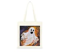 Richxauwo Custom Ghost Pattern Canvas Tote Bag, Canvas Bag, Reusable Gift Candy Bag, Suitable for Shopping, Travel, Work, and Back-to-School Season