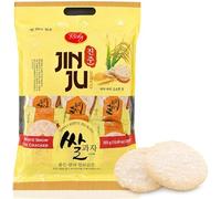 Richy Jinju White Snow Rice Crackers 303g, Korean Style Crispy Rice Snacks, Individually Wrapped Asian Crackers, Light Sweet Savoury Snack for Tea, Lunchbox, Office & Sharing