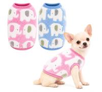 Richylahh XS Dog Sweater | Machine-Washable Dog Clothes with Elephant Prints for Puppies, XXS Dogs & Mini Dachshunds, Soft Pink & Blue Vest Set