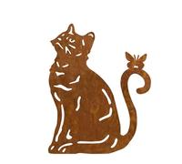 Ricihene Cat Garden Decoration Rusty Metal Rust Pole Patina Rusty Flower Bed Pole Rust Decoration for Garden Patio Balcony