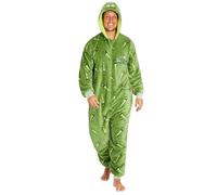 RICK AND MORTY Adult Onesie for Men Teenagers - Hooded Fluffy Fleece Onesies For Men S-2XL Lounge Wear - Gifts for Men (L, Green)