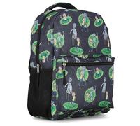 Rick and Morty Allover Backpack - Rick and Morty, Summer and Squanchy - Official Rick and Morty School Bookbag, Black, One Size, Modern