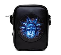 Rick and Morty Bag, Crossbody, Rick and Morty Lenticular Face Expression Applique, Vegan Leather, Black, 8.25" x 6.5"