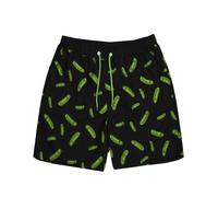 RICK AND MORTY Swim Shorts for Men | Adults Pickle Rick Swimming Trunks Pants | Drawstring Waistband Pockets Black & Green Merchandise XX-Large