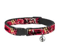 Rick and Morty Breakaway Cat Collar With Bell, Plastic Clip, Easy Adjustable, Rick and Morty Anatomy Park Collage Reds Black, 8.5 to 12 Inches 0.5 Inch Wide