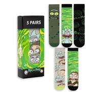 RICK AND MORTY Mens Green Calf Socks Set of 5 | Fun Character Patterns Featuring Rick & Morty | Everyday Wear | Comfortable Socks for Fans | R&M Merchandise - 7-11 UK