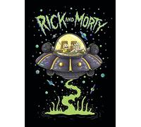 Rick and Morty Fleece Blanket - UFO Space Cruiser Design - Bed Throw Super Soft Blanket - 100 x 150cm, Black