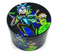 Rick and Morty - Grinder 40 mm - 4 Piece Spice Mill - Durable Zinc Alloy - Heavy Duty DAMS Dried Herb Grinder - With Small Pollen Spatula - Magnetic Lid for Perfect Closure