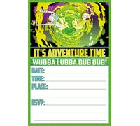 Rick and Morty Invitation Cards - 20 Fill-in Invites for Kids Birthday Bash and Theme Party, 10X15 cm, Postcard Style