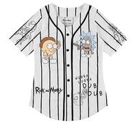 RICK AND MORTY Ladies Jersey Ladies Baseball Jersey - Rick & Morty Mesh Button Down Jersey, White, L