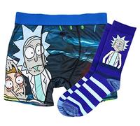 Rick and Morty Men's Boxer Brief and Crew Sock Combo Set, Black, Medium