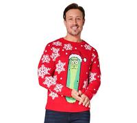 RICK AND MORTY Mens Christmas Jumper, Warm Funny Xmas Sweater - Mens Gifts (Red, 2XL)