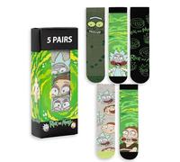 Rick and Morty Mens Green Calf Socks Set of 5 | Fun Character Patterns Featuring Rick & Morty | Everyday Wear | Comfortable Socks for Fans | R&M Merchandise - 7-11 UK