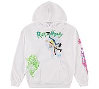 RICK AND MORTY Mens Hoodie Mens Multi Print Sweatshirt - Rick & Morty, Summer, Squanchy Classic Hoodie, White, Medium