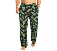 RICK AND MORTY Mens Pyjama Bottoms - Nightwear PJs for Men and Teenagers S-3XL Lounge Wear Trousers - Gifts for Him (Black/Green, L)
