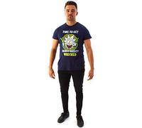 (Small) Rick And Morty Men's T-Shirt Riggity Riggity Wrecked Short Sleeve Blue Tee