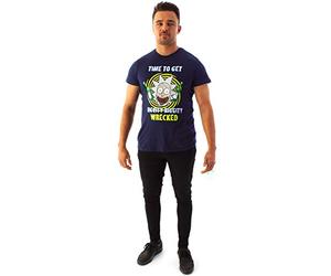 Rick And Morty Men's T-Shirt Riggity Riggity Wrecked Short Sleeve Blue Tee