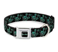 Rick and Morty Pet Collar, Dog Collar Metal Seatbelt Buckle, Rick and Morty Psychedelic Monster Pose Black Greens, 11 to 16.5 Inches 1.0 Inch Wide