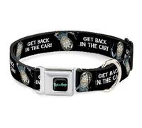 Rick and Morty Pet Collar, Dog Collar Metal Seatbelt Buckle, Rick and Morty Rick Get Back in The Car Pose Black White, 11 to 16.5 Inches 1.0 Inch Wide