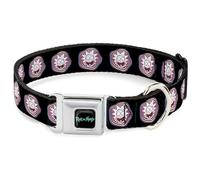 Rick and Morty Pet Collar, Dog Collar Metal Seatbelt Buckle, Rick and Morty Rick Vaporwave Bullseye Black Blue Red White, 16 to 23 Inches 1.5 Inch Wide
